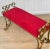 Vintage Hollywood Regency Scrolled Gold & Red Wrought Iron Vanity Window Bench For Sale - Image 6 of 12