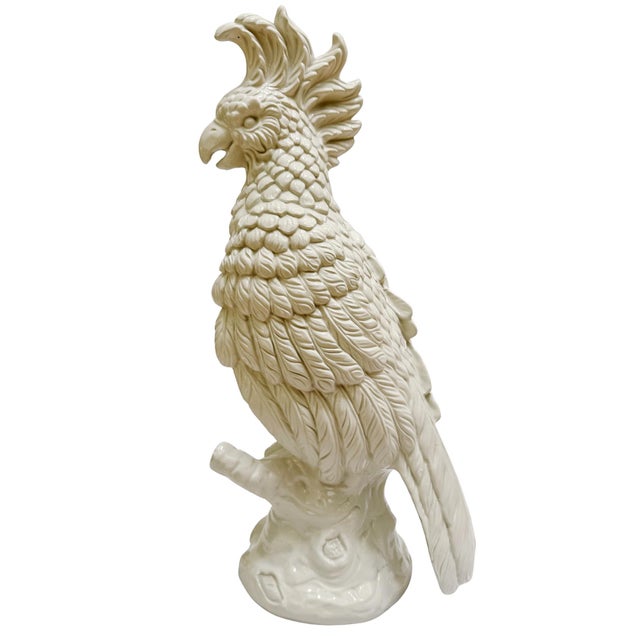 1960s Large Scale Mid-Century Italian Glazed Blanc De Chine Cockatoos - A Pair For Sale In San Diego - Image 6 of 12