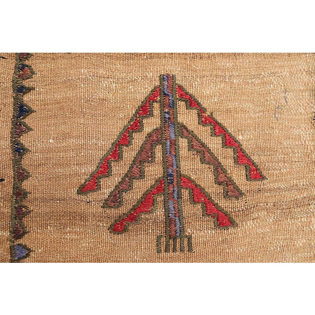 Camel Rare Early 1900s Sofreh Kilim | Collectible Tribal Flatweave | 4' X 4' For Sale - Image 8 of 9