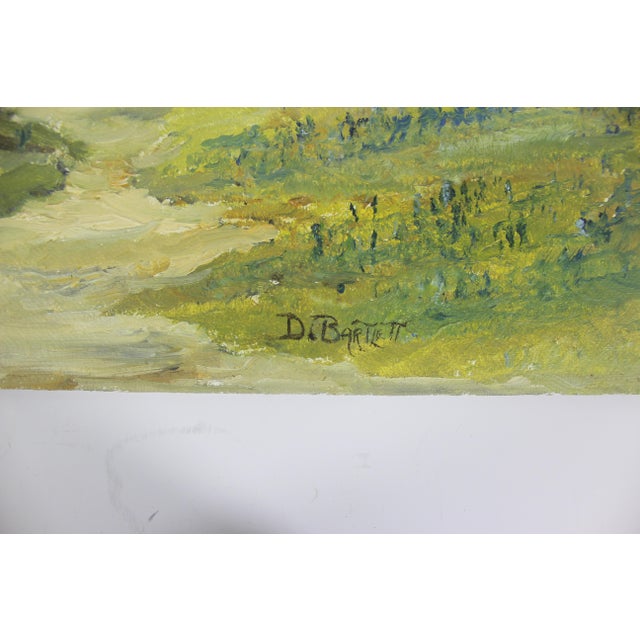 Vintage Landscape Oil Painting, Original Art, Signed by Artist Trees, Path, Rustic Unframed For Sale - Image 9 of 10