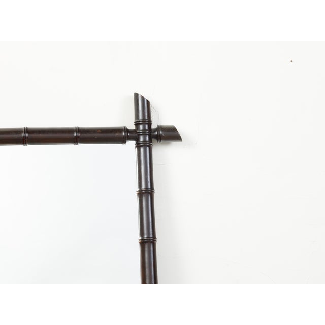 French Turn of the Century Rectangular Faux Bamboo Mirror with Black Patina For Sale In Atlanta - Image 6 of 7