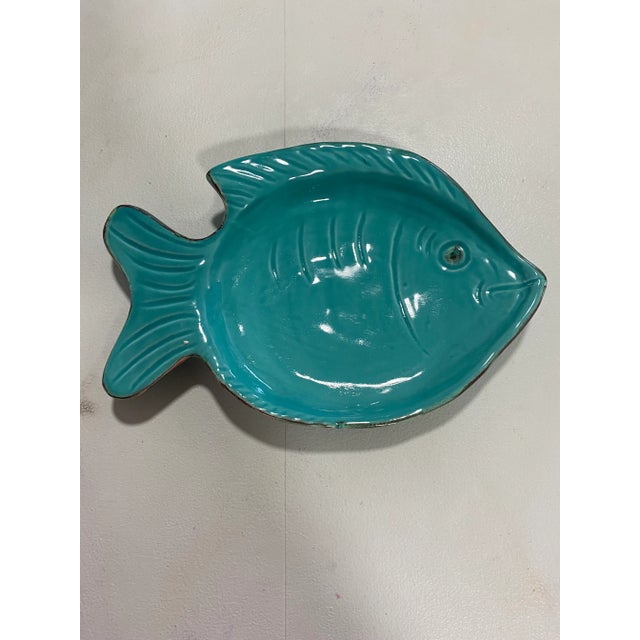 Ceramic 1990s Italian Turquoise Fish Plate For Sale - Image 7 of 9