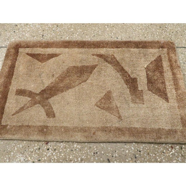 Textile Galerie Shabab Collection Mid-20th Century Handmade English Art Deco Style Throw Rug in Brown For Sale - Image 7 of 10