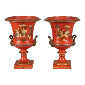 Early 19th Century Vieux Paris Porcelain Campagna Urns - a Pair