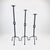 Rustic Hand Forged Iron Candelabra Set of 3 (82-102cm) Antique Copper Double Stem with Hercules Knot and Arched Base For Sale - Image 3 of 11