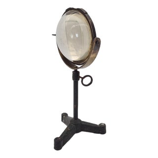 Antique 19th Century Optical Lens on Cast-Iron Stand For Sale