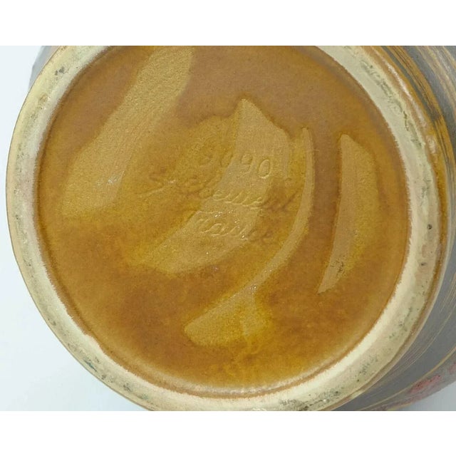 Olive French Lava-Glazed Ceramic 9090 Vase from St. Clement, 1970s For Sale - Image 8 of 9