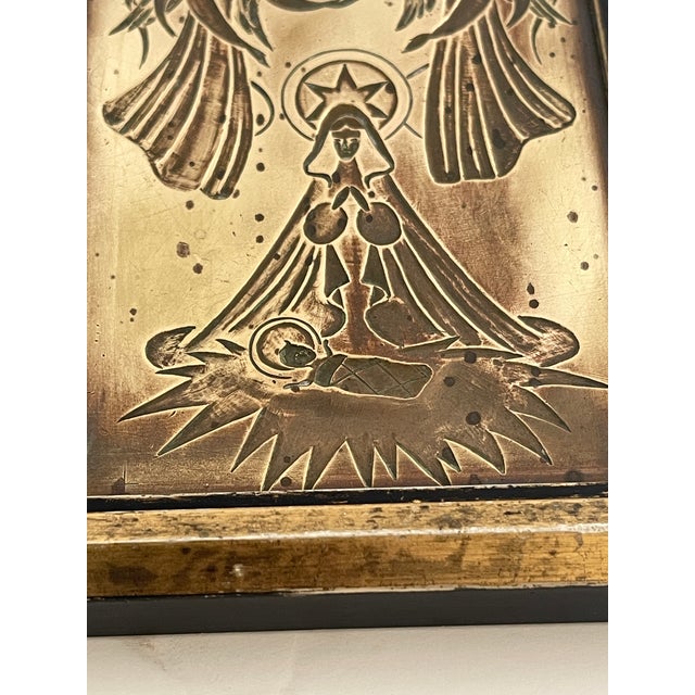 Mid 20th Century Art Deco Bronze Madonna and Child With Angels Icon For Sale - Image 4 of 8