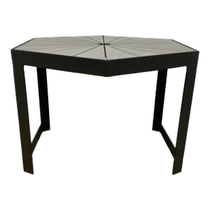 Organic Modern Teak and Metal Outdoor Bunching Table/Side Table