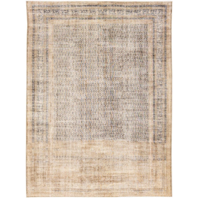 Antique Sivas Handmade Allover Designed Beige Oversize Wool Rug For Sale - Image 9 of 9