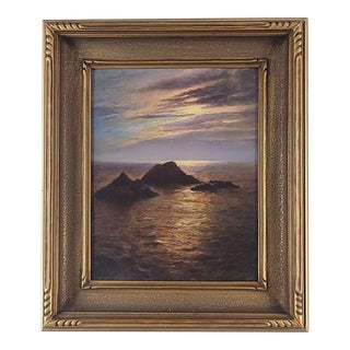 Seal Rocks, Hand-Painted Photograph, by Willard E. Worden, u.s.a. Circa 1930 For Sale