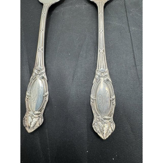 Pair Simpson Hall Miller Sterling Teaspoons 5.5" Jewel Pattern For Sale - Image 4 of 10