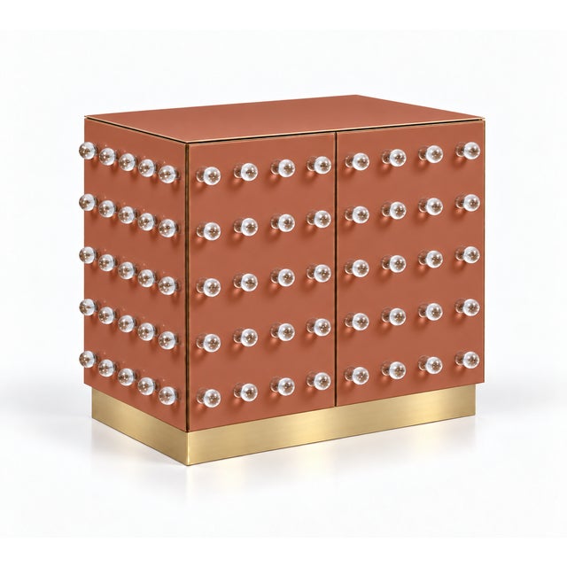 Contemporary Terracotta Murano Glass 90-Sphere Cabinet with Low Brass Plinth from Justfurnituress SRL For Sale - Image 3 of 9