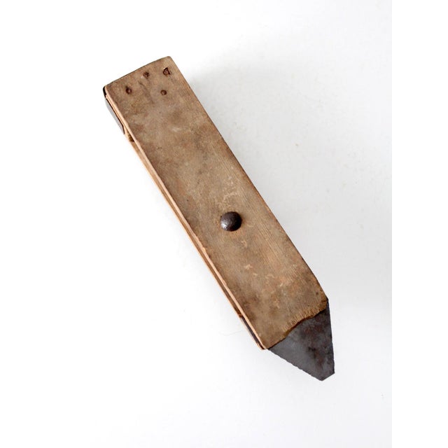 Brown Antique Primitive Wooden Scraper Hand Tool With Adjustable Blade For Sale - Image 8 of 9