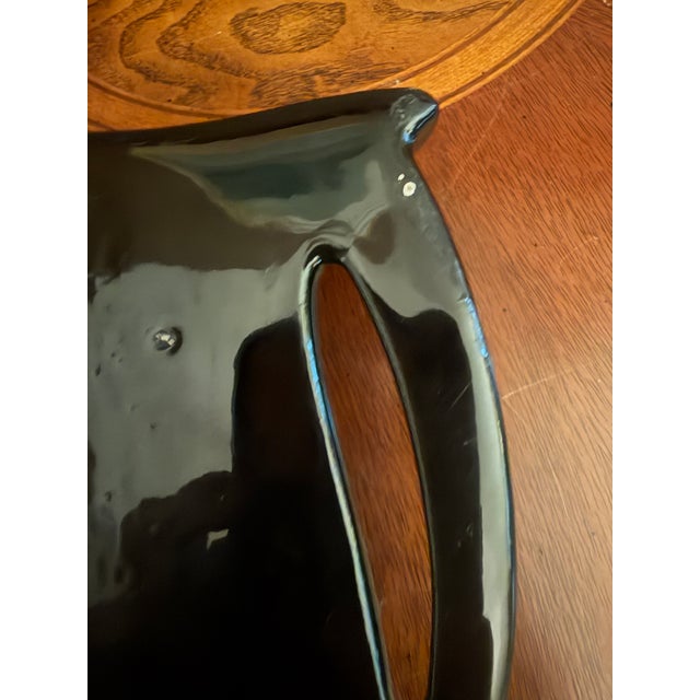 Black Antique Roseville Rosecraft Colors 1920 Art Pottery Black Wall Pocket 1237-10 For Sale - Image 8 of 11