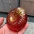 Glass Italian Murano Art Glass Golden Apple Sculpture For Sale - Image 7 of 9