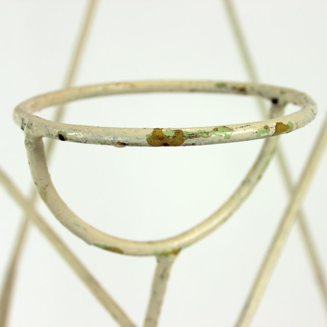 Cream Large Mid-Century Modern Steel Plant Holder Stand, Czechoslovakia, 1960s For Sale - Image 8 of 12