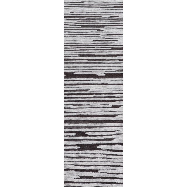 Modern Runner With Abstract Linear Design in Charcoal and Light Grey 2'5 X 11'8 For Sale In Atlanta - Image 6 of 11