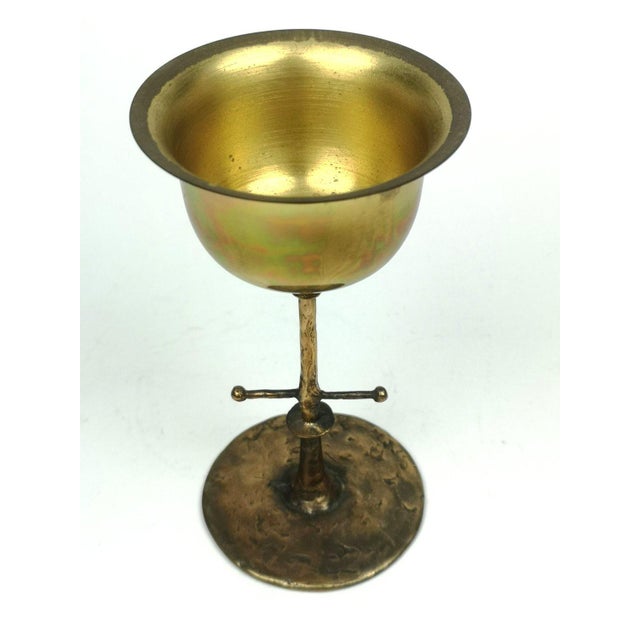 Brutalist Mid-Century Brass Chalice by Lajos Muharos, 1970s For Sale - Image 3 of 9