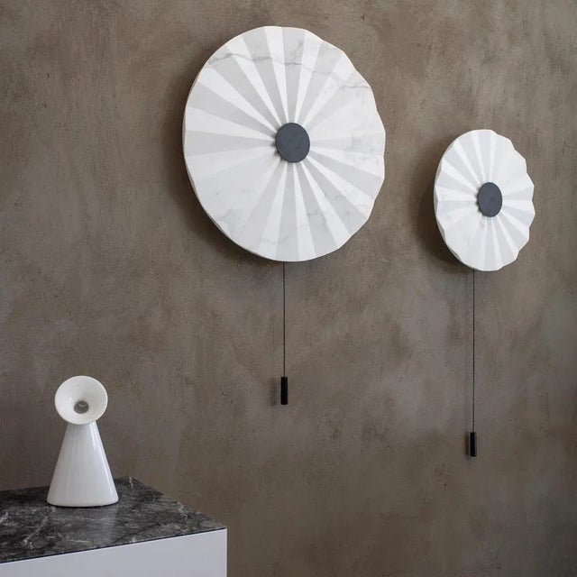 Oru 45 Marble Wall Lamp in Powder-Coated Steel and Marble by Stella Orlandino For Sale - Image 8 of 9