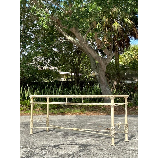 Vintage Boho Twisted Wrought Iron Console Table For Sale - Image 10 of 12