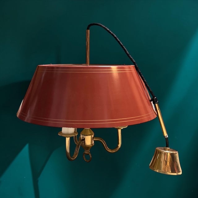Mid-Century Modern Mid-Century Ceiling Lamp in Red Metal attributed to T.H. Valentiner, Denmark For Sale - Image 3 of 6