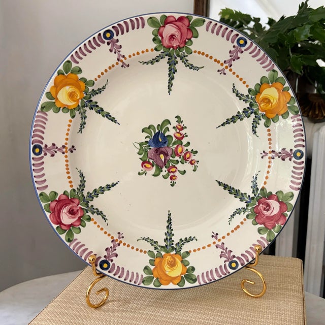 Vintage Hand-Painted Faience Wall Plate by Zell For Sale - Image 6 of 10