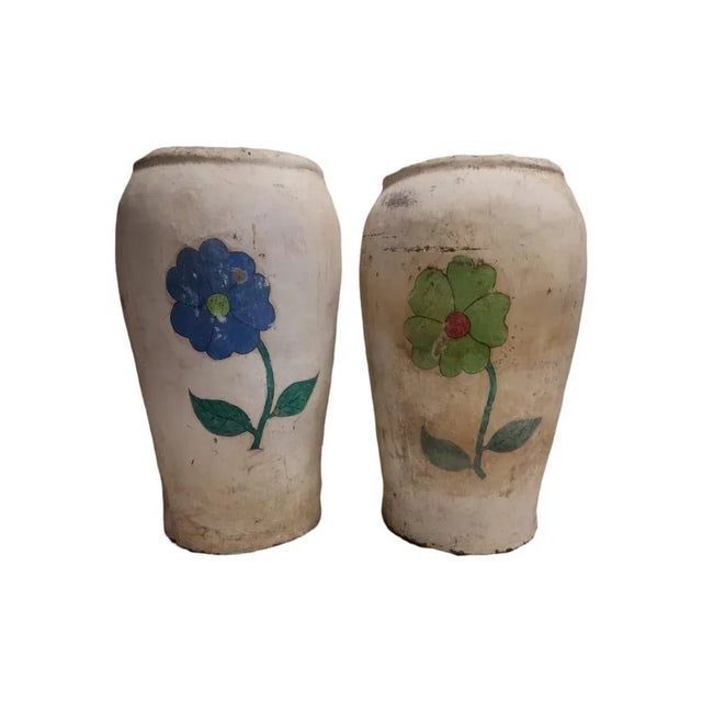 Beige Baked Clay Jars, 20th Century, Set of 2 For Sale - Image 8 of 13