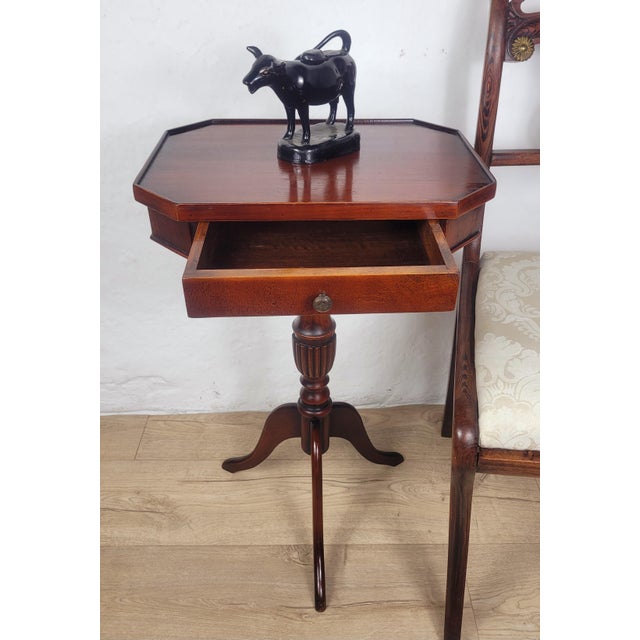 This gorgeous vintage tripod table is sure to impress in a mid 20th-century home setting. Displaying a gorgeous mahogany...