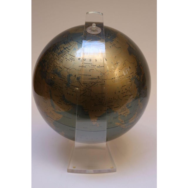 1990s Vintage Diamond Marquise Globe on Lucite Stand by Replogle For Sale - Image 5 of 12