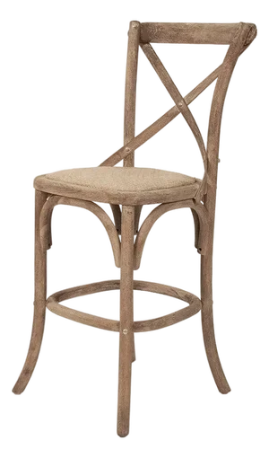 Parisienne Counter Stool with Rattan Seat - Gray Linen / Limed Grey Oak Frame