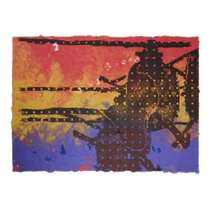 Hand Made Paper Print Abstract Helicopters