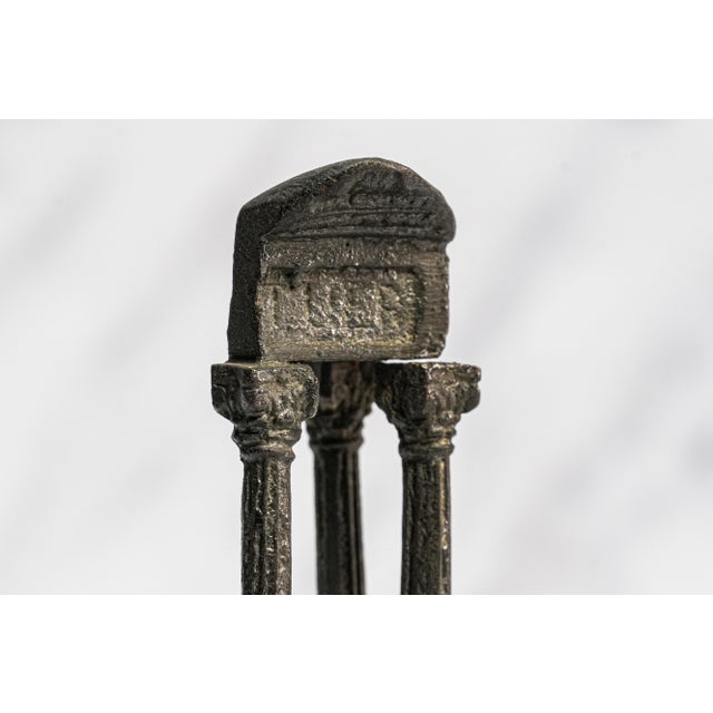 Lovely Pair Antique Small Miniature Bronze Roman Temple Models, Grand Tour Vespasian Castor Pollux Marble Base Neoclassical For Sale - Image 10 of 15