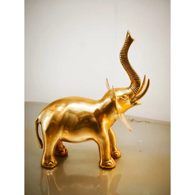 Vintage Gold Brass Elephant For Sale - Image 11 of 12