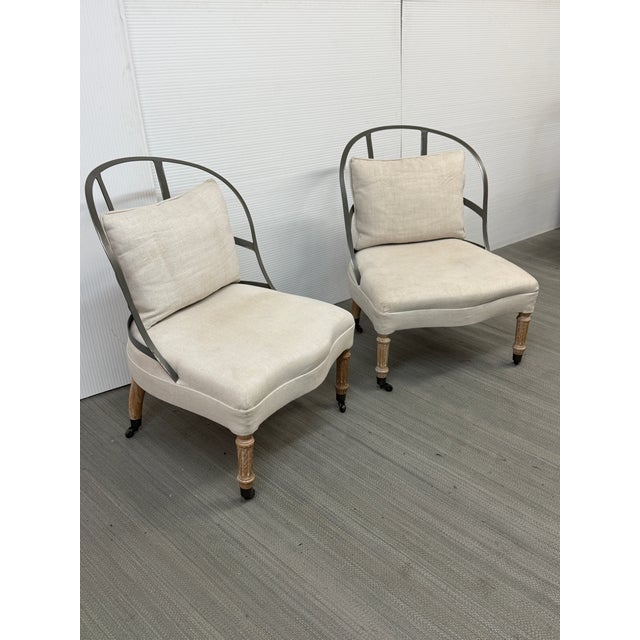 White Restoration Hardware Couturier’s Chairs, Pair For Sale - Image 8 of 12