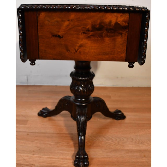 1910s Antique American Empire Mahogany Pembroke Drop-Leaf Work Table / Side Table For Sale - Image 11 of 18