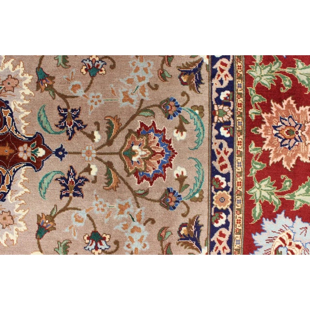 Central Medallion Design Tabriz Rug in Colorful Tones For Sale - Image 9 of 13
