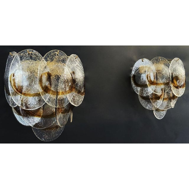 Vintage Italian Murano Wall Lights in Trasparent and Amber Glass, 1970, Set of 2 For Sale - Image 17 of 18
