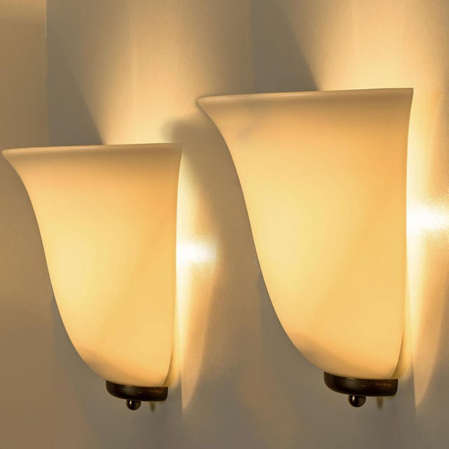 Opal Wall Light attributed to Doria Leuchten, 1960s For Sale - Image 11 of 14