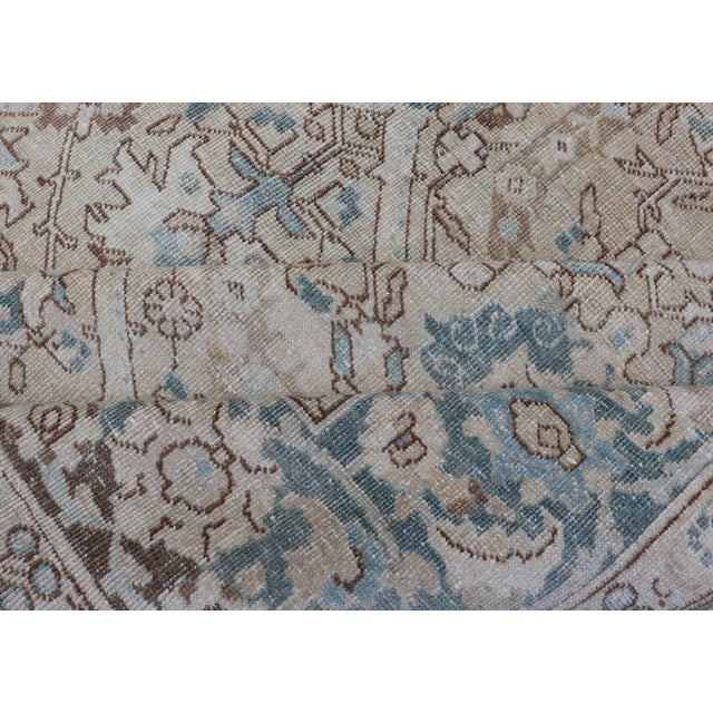 Early 20th Century Blue, Brown and Tan Persian Antique Tabriz Rug With All-Over Geometric Design For Sale - Image 11 of 13