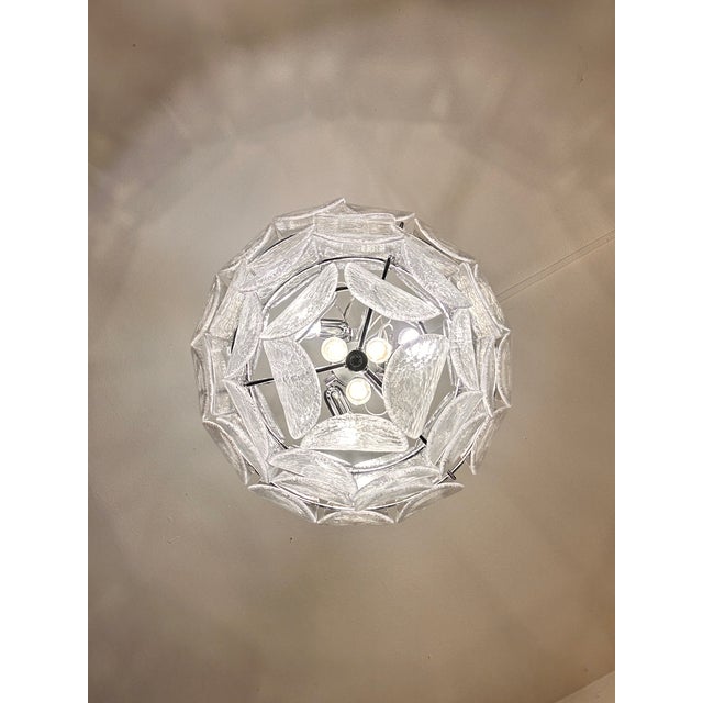 Transparent Contemporary Modern Clear "Petals" Murano Style Glass Chandelier For Sale - Image 8 of 12