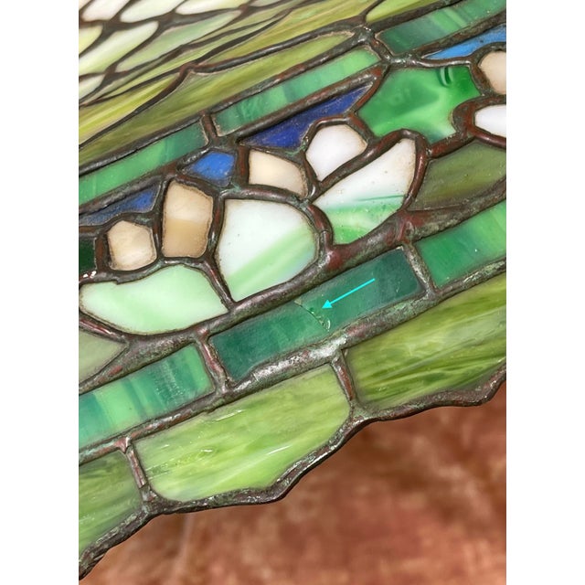 1900s Art Nouveau Duffner & Kimberly Water Lily Leaded Glass Table Lamp Shade For Sale - Image 4 of 4