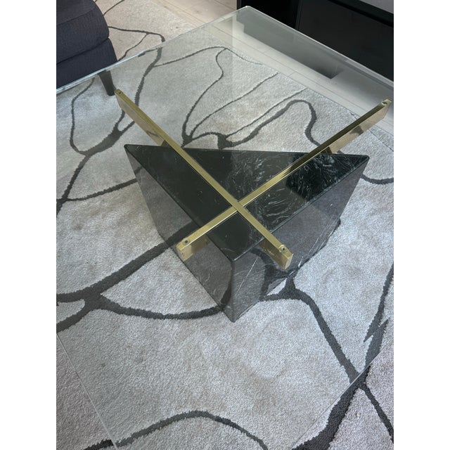 1970s Artedi Italia Black Marble & Glass Coffee Table For Sale - Image 5 of 8