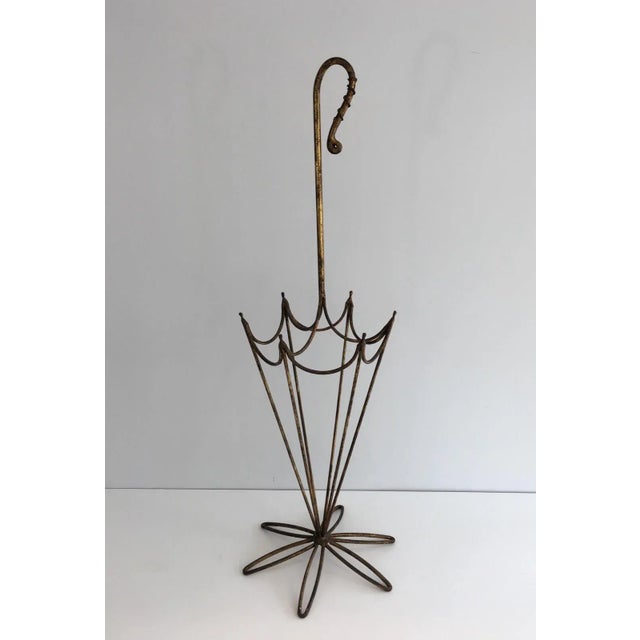 Hollywood Regency Gold Gilt Iron Umbrella Stand, circa 1940 For Sale - Image 3 of 13