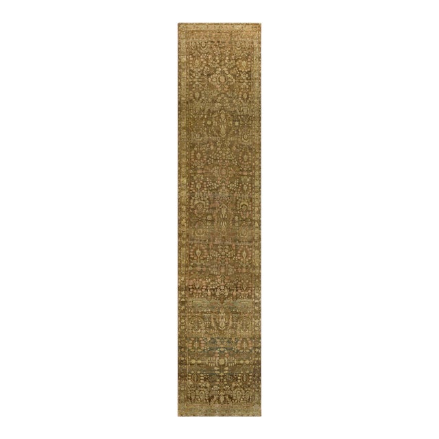 Vintage Turkish Golden Wool Runner Rug For Sale