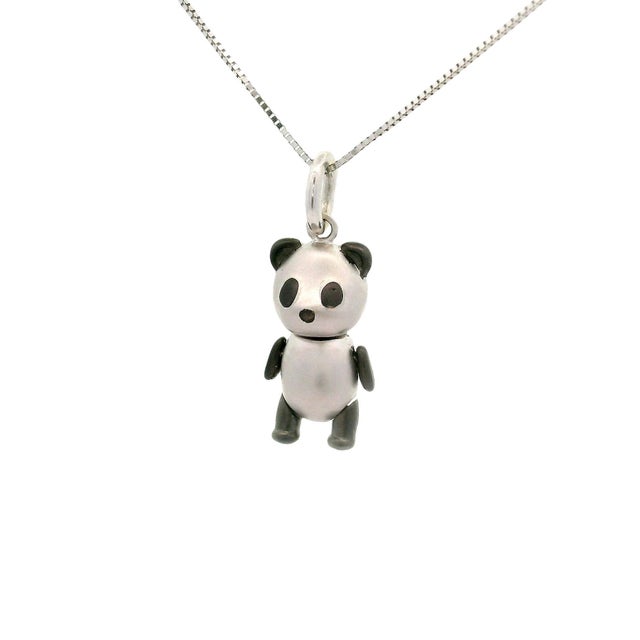 A charming panda pendant crafted in 18k white gold. The design features a playful panda with black and white detailing,...