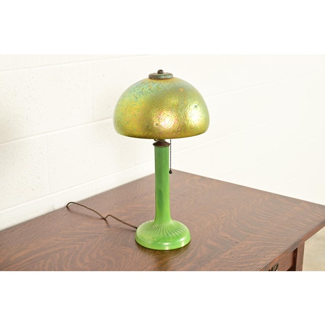 Tiffany Studios Louis Comfort Tiffany Favrile Art Glass Table Lamp or Desk Lamp, Circa 1910 For Sale - Image 4 of 16