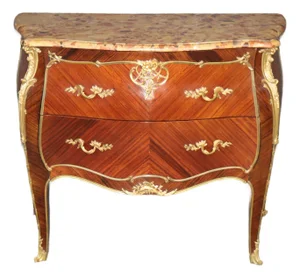 Late 19th C French Louis XV Style Breche D Alep Marble Top Commode