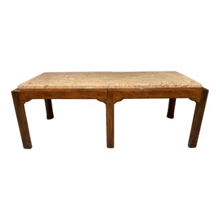 Charak Marble Top Coffee Table On Wood Base For Sale