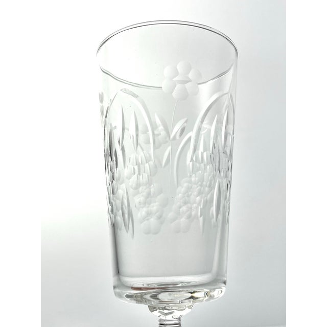 1950s 1950s Vintage Set of 8 Etched Flower Iced Tea Glasses For Sale - Image 5 of 7